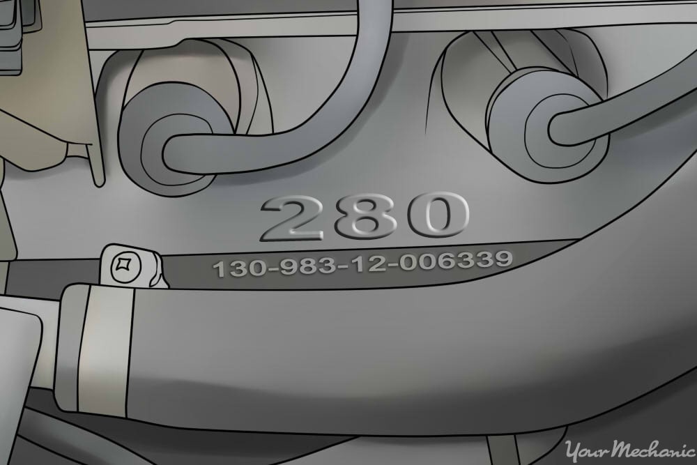 engine showing engraved numbers