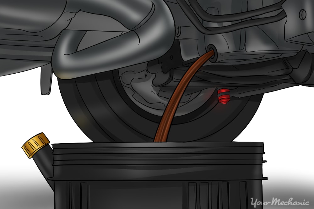 engine oil being drained into pan