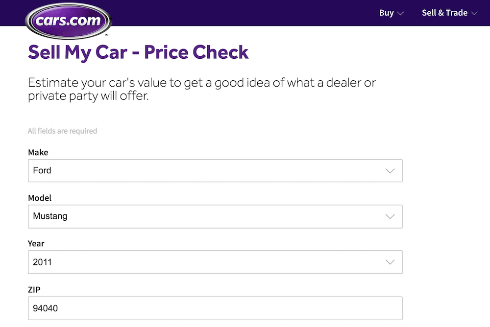 cars.com page