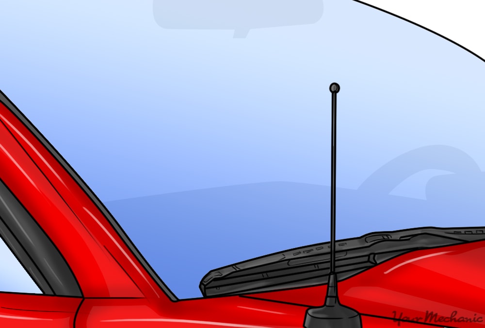 close up of car antenna