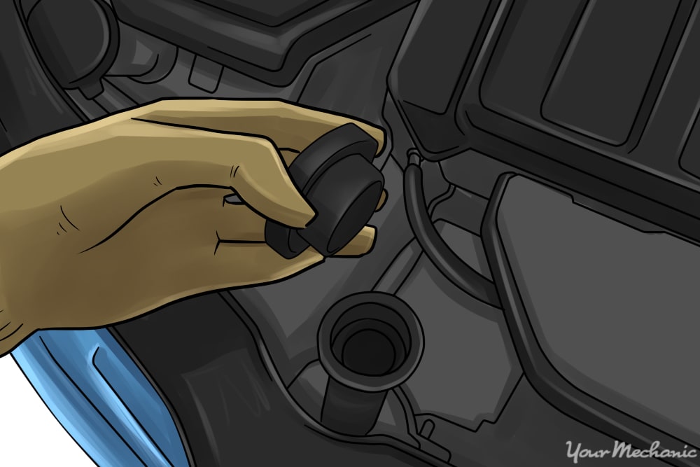 person checking radiator fluid cap