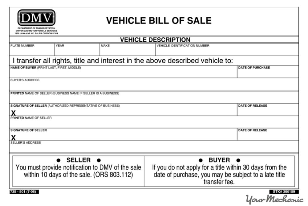 do i need a pink slip to sell my car