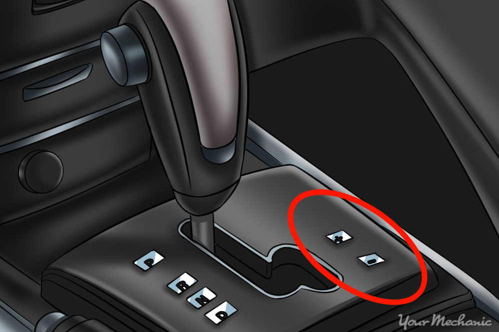 gear shifter with plus and minus circled