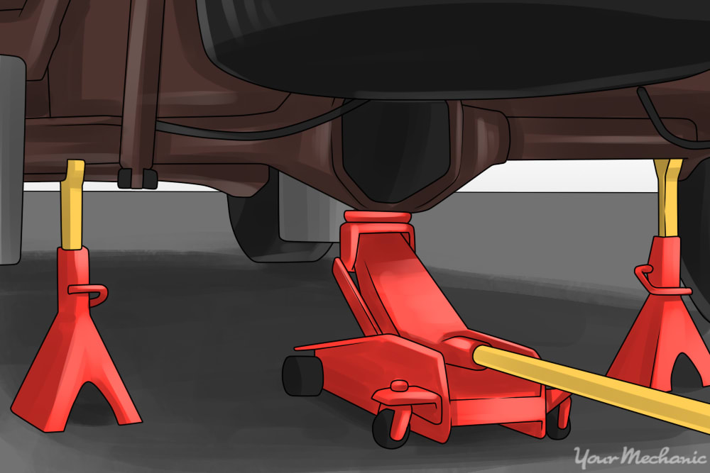 typical floor jack and jack stand placement