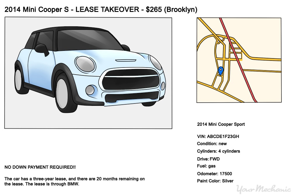 example of car on website with lease take over