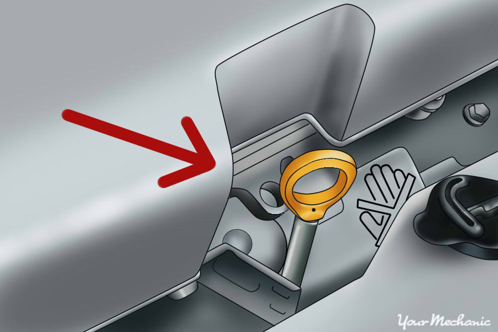 arrow pointing at dipstick