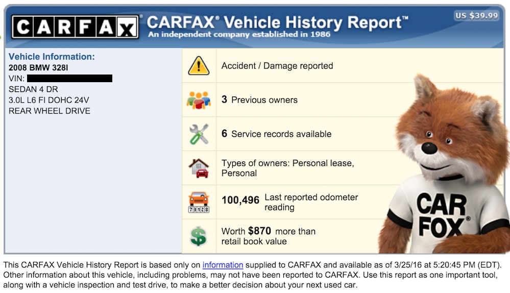 carfax bmw report