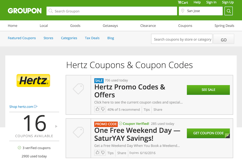 groupon hertz deal