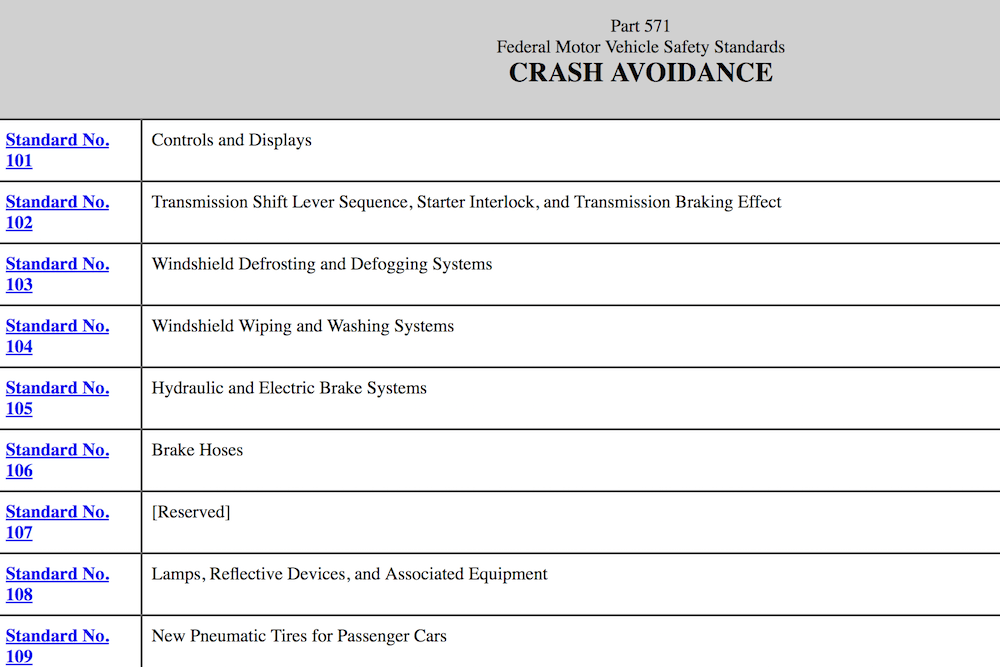 FMVSS list