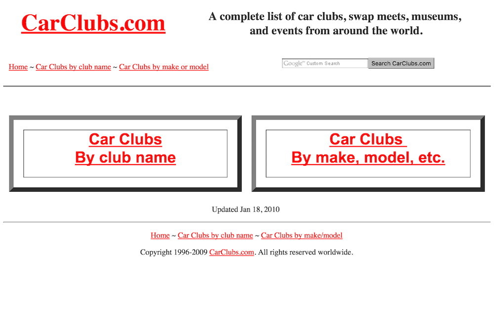 carclubs homepage