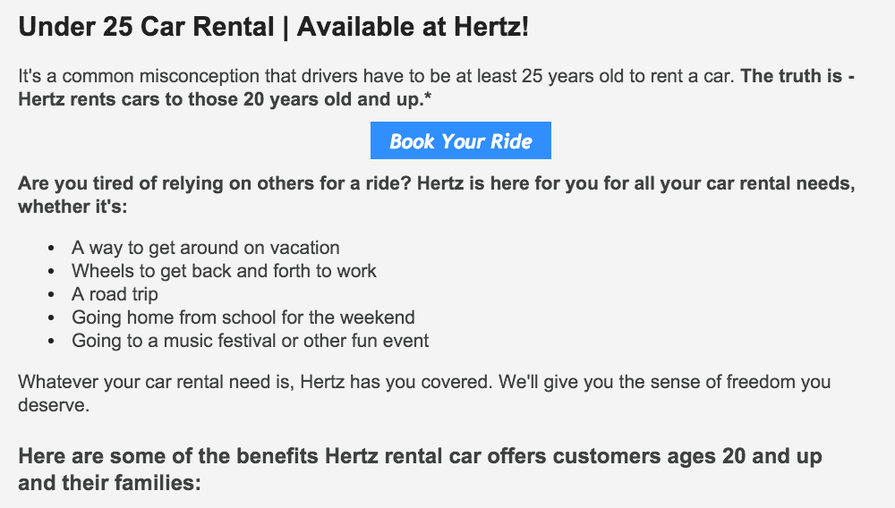 Car Rental Under 25