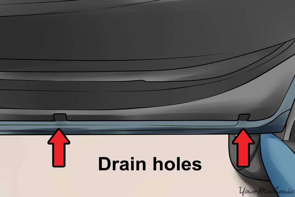 underneath drain holes