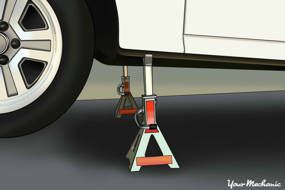 placing jack stands under vehicle