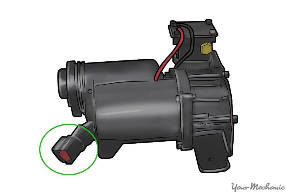 air compressor with the electrical connector circled in 