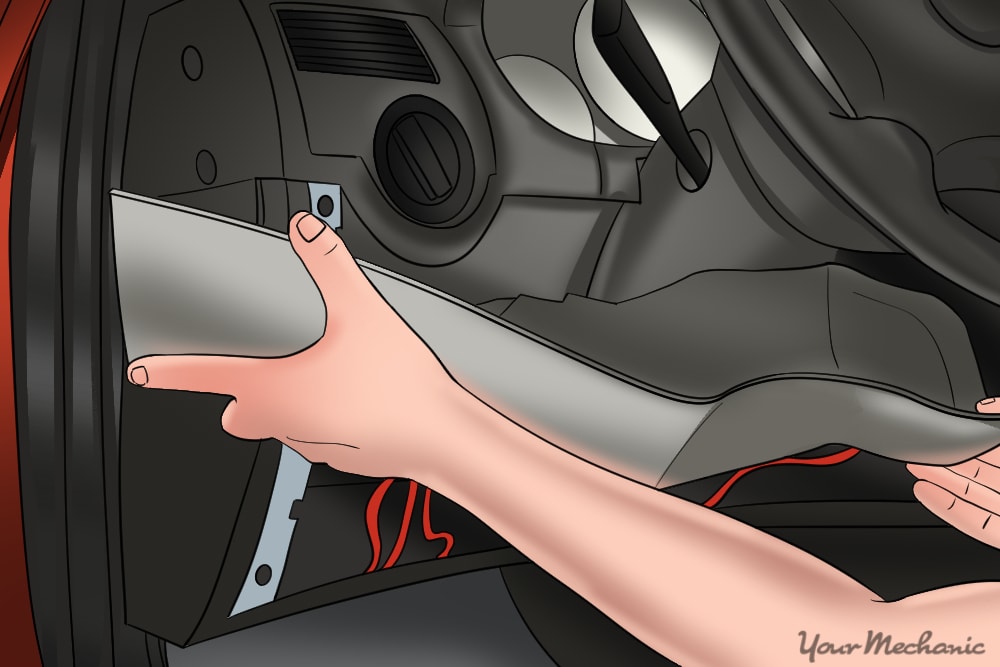 removing the extra panels under the dashboard in order to gain access to the ignition relay switch