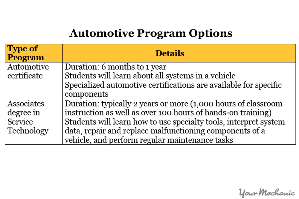 automotive program options