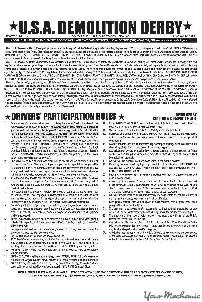 demolition derby rules