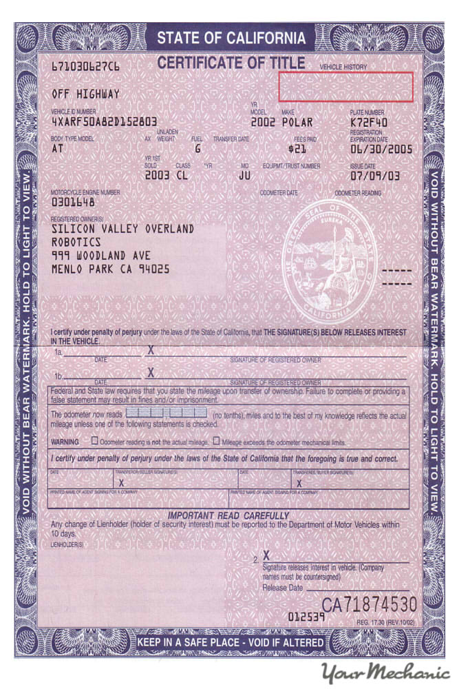 certificate of title