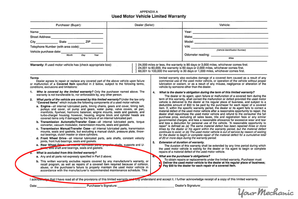 exclusions circled in warranty