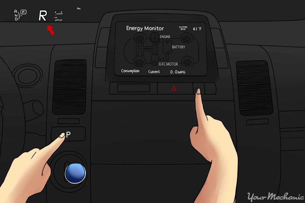 Trip/Odometer button and Park button on Toyota Prius