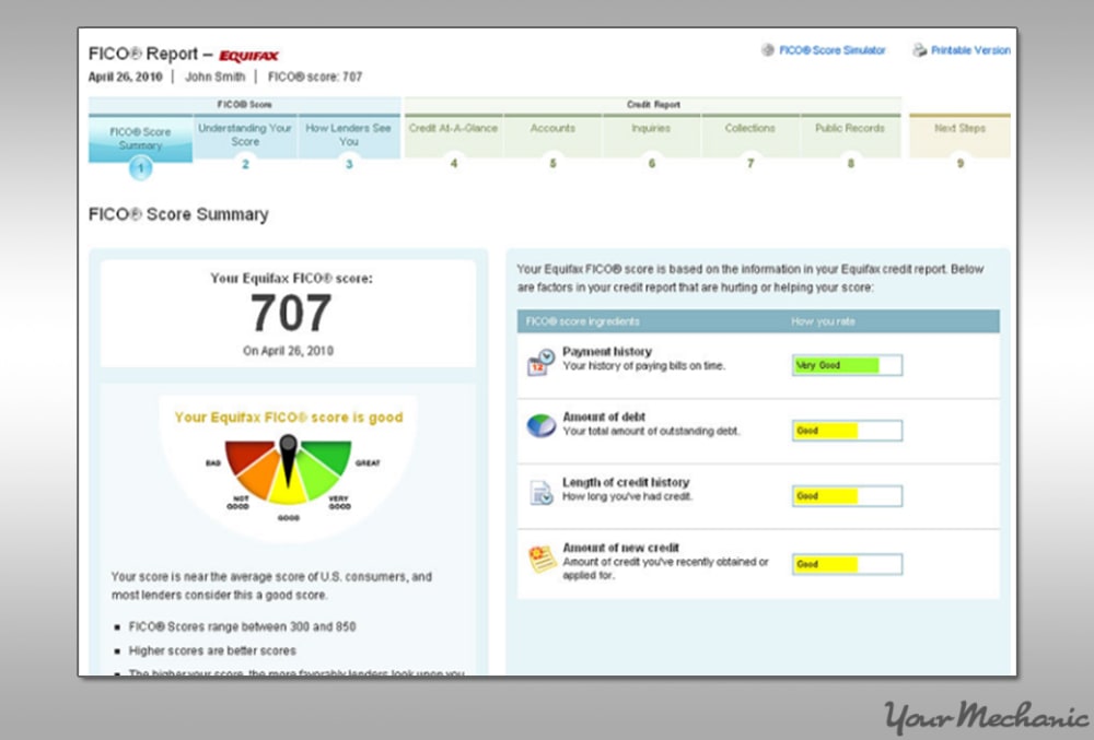 sample equifax credit report