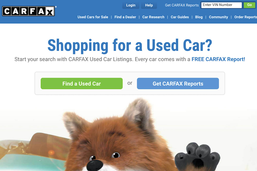 Carfax网站屏幕截图