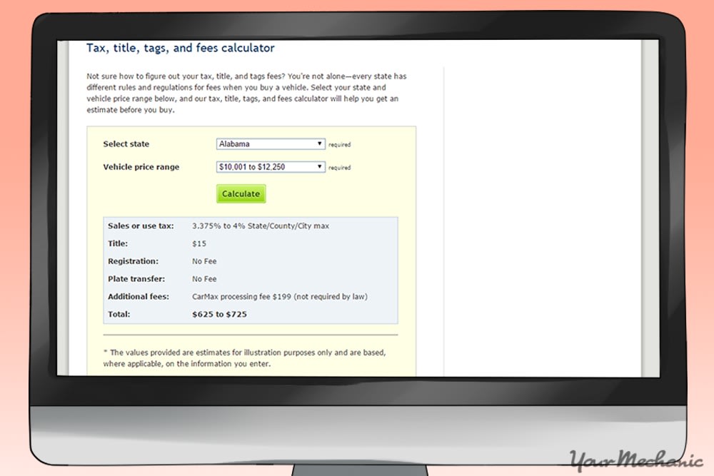 computer showing fees calculator