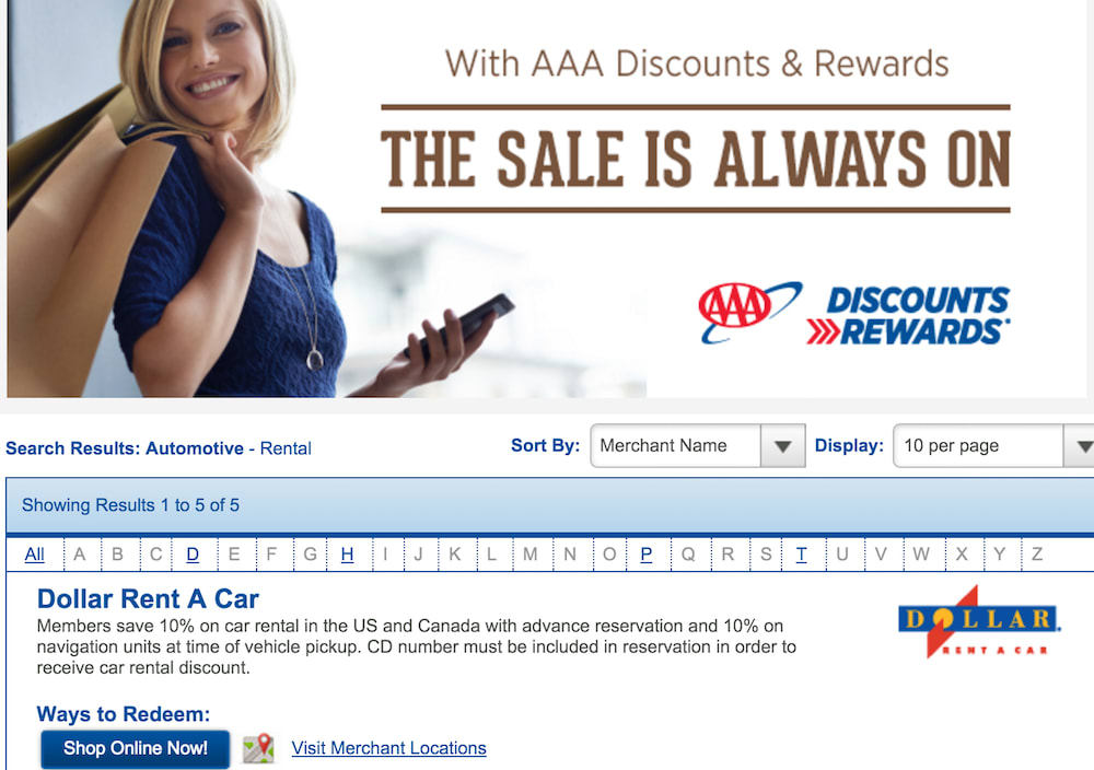 AAA discount page