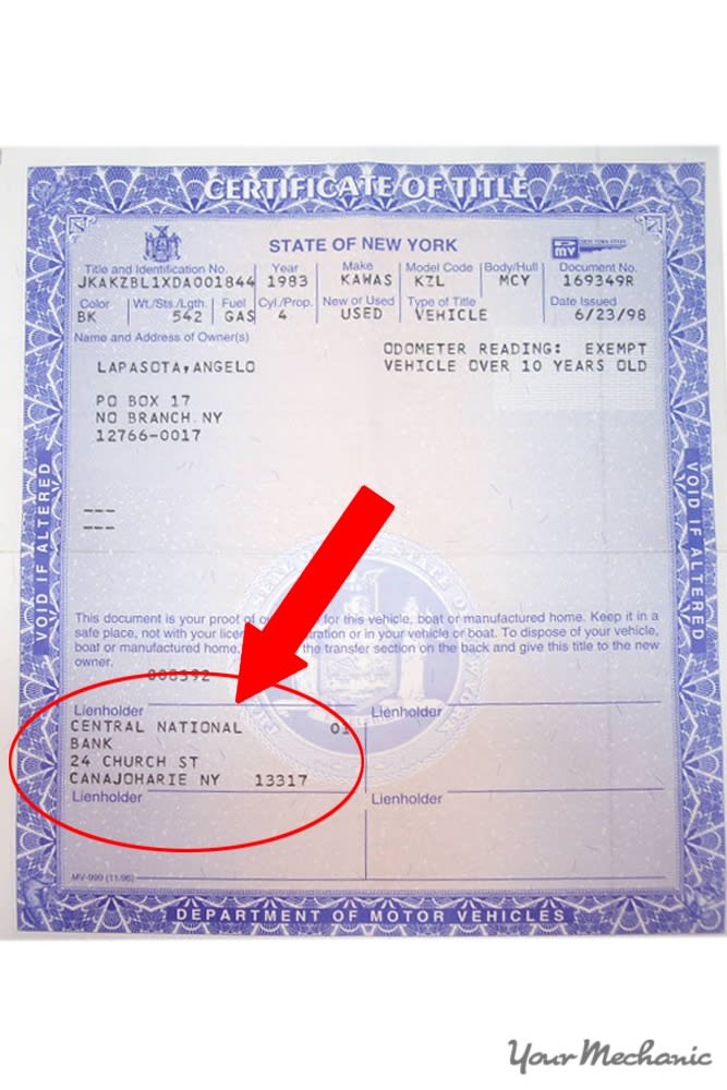 existing lien circled