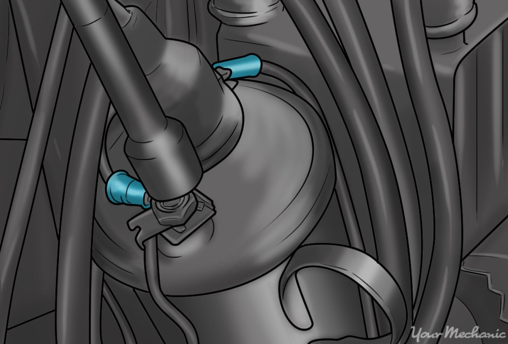 ignition coil as it should appear before disconnecting any wires in the engine compartment