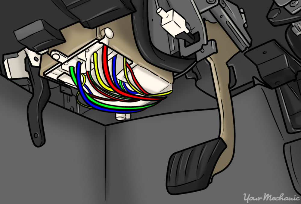 location of the clutch release switch under the dashboard and slightly above the clutch pedal