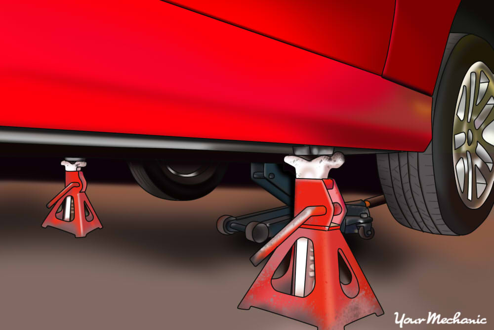 jack stands placed under vehicle