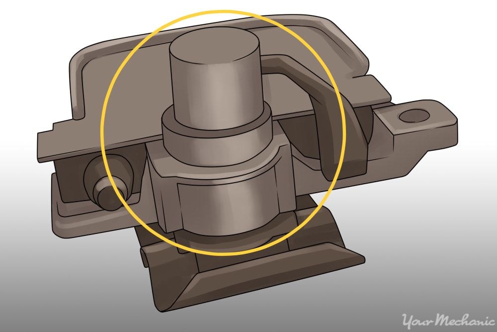 diagram or picture of the mechanisms behind the access panel highlighting the cylinder