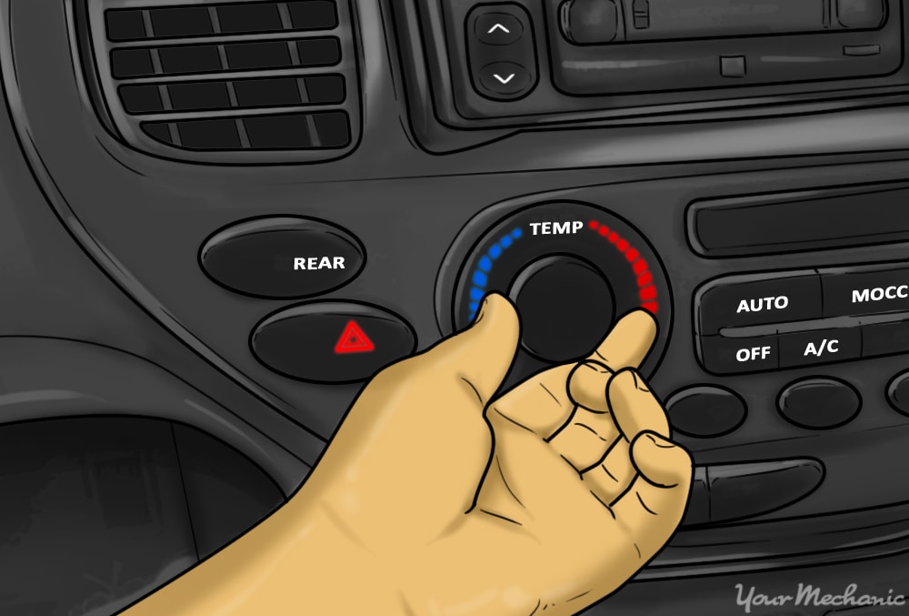 person controlling the A/C of their car