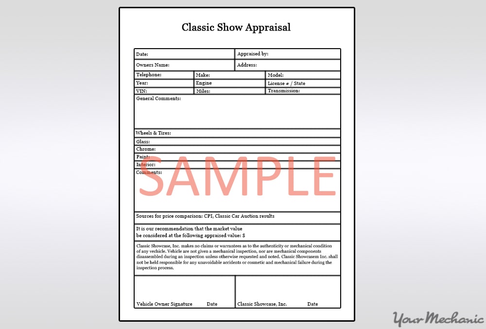 sample car appraisal form