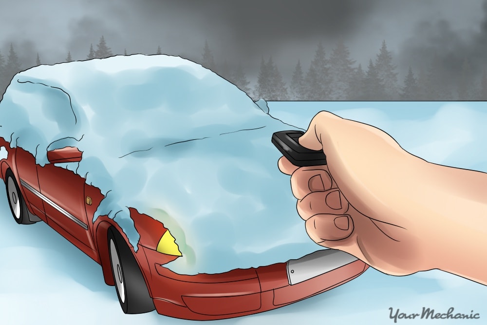 汽车被雪覆盖，警报指向它