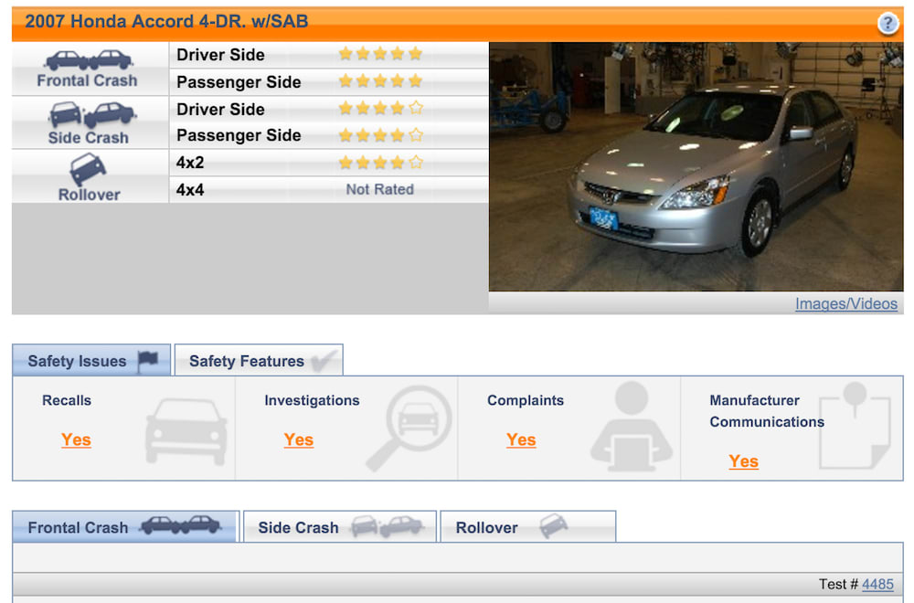 safer car site screenshot