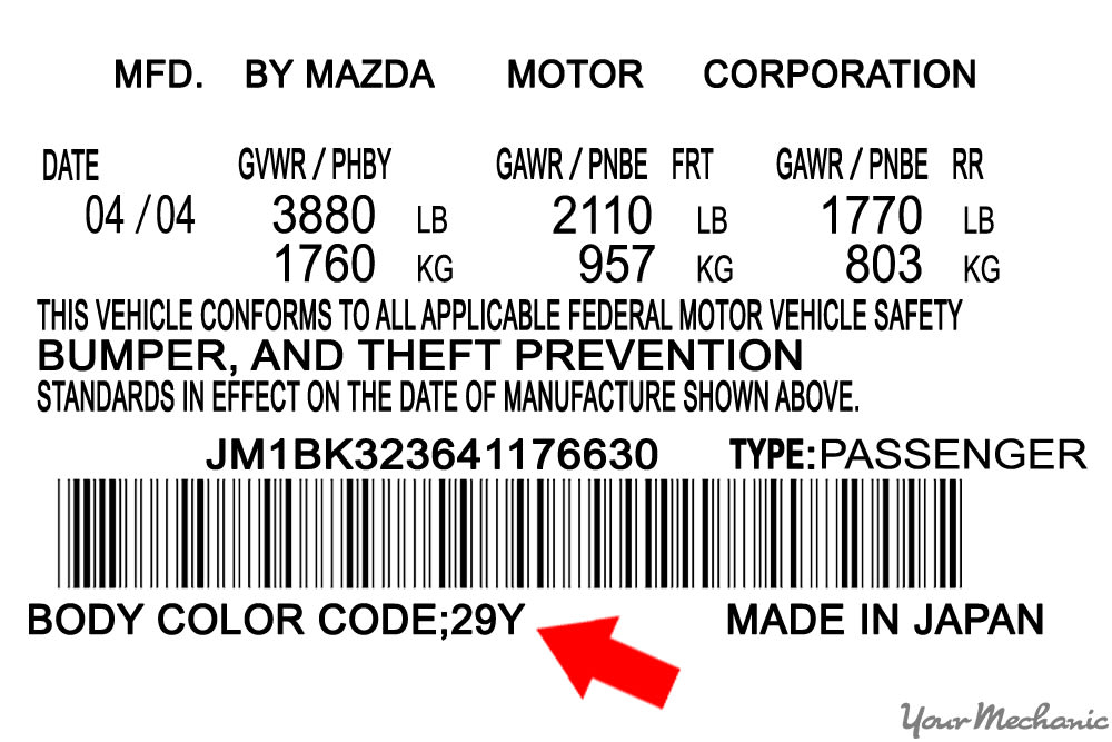 mazda color code