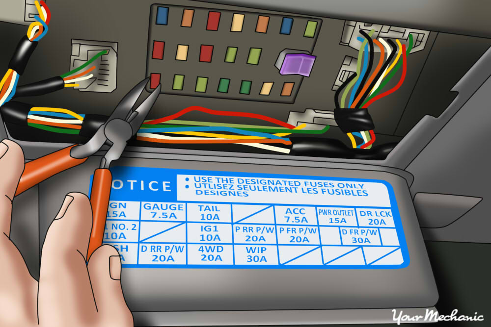 persona que utiliza unos alicates para quitar el fusible