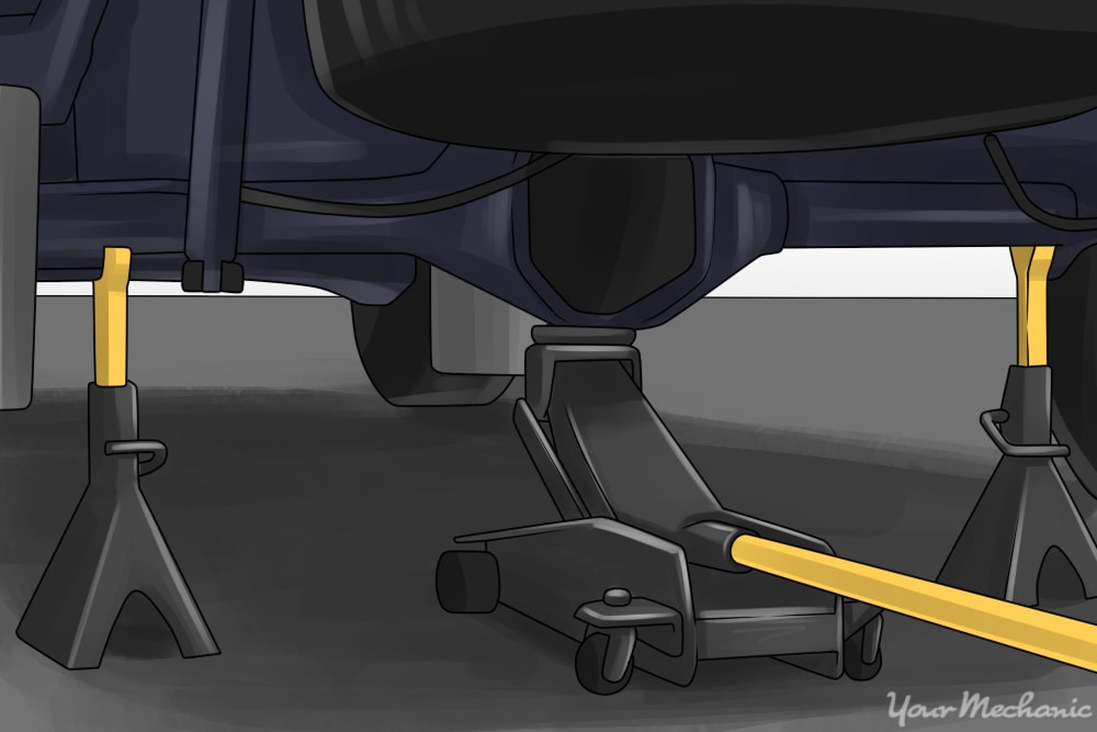 jack stands placed under vehicle