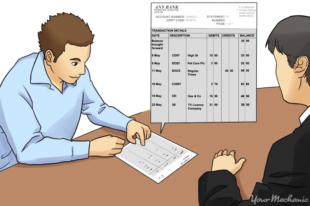 person filling out bank statement for dealer