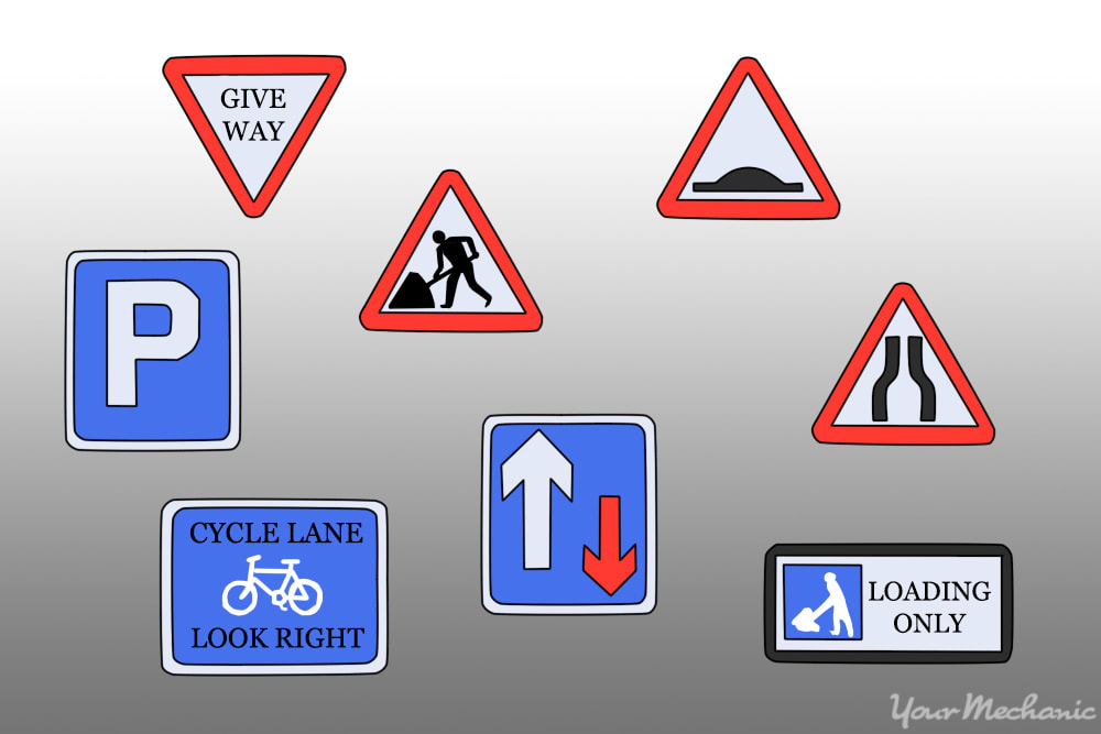 variety of traffic signs from england