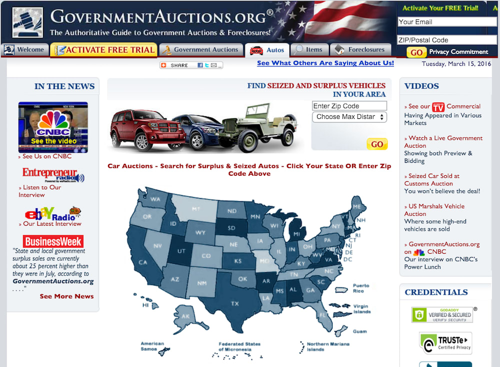 government auction site screenshot