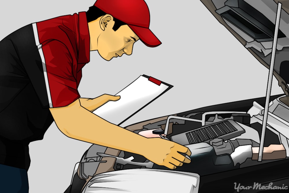 mechanic performing a pre-purchase inspection