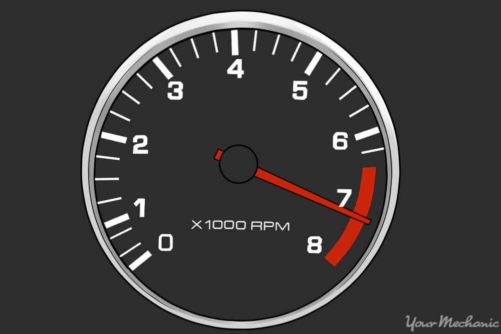 RPM gauge with needle redlined