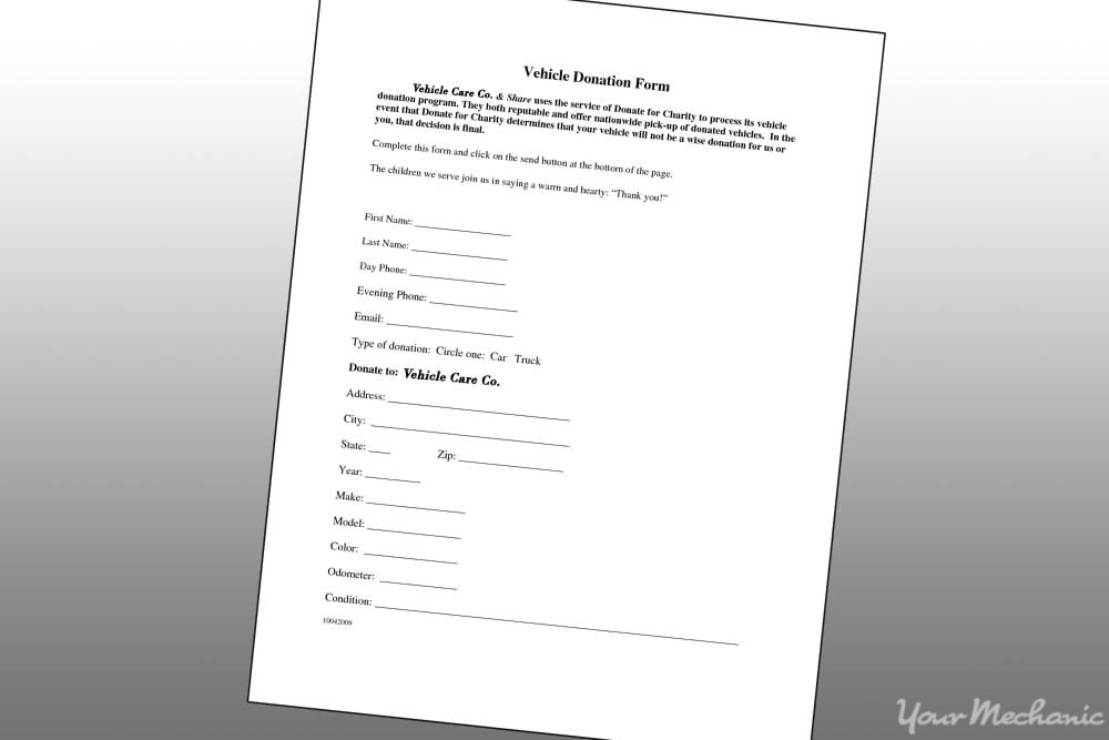 vehicle donation form