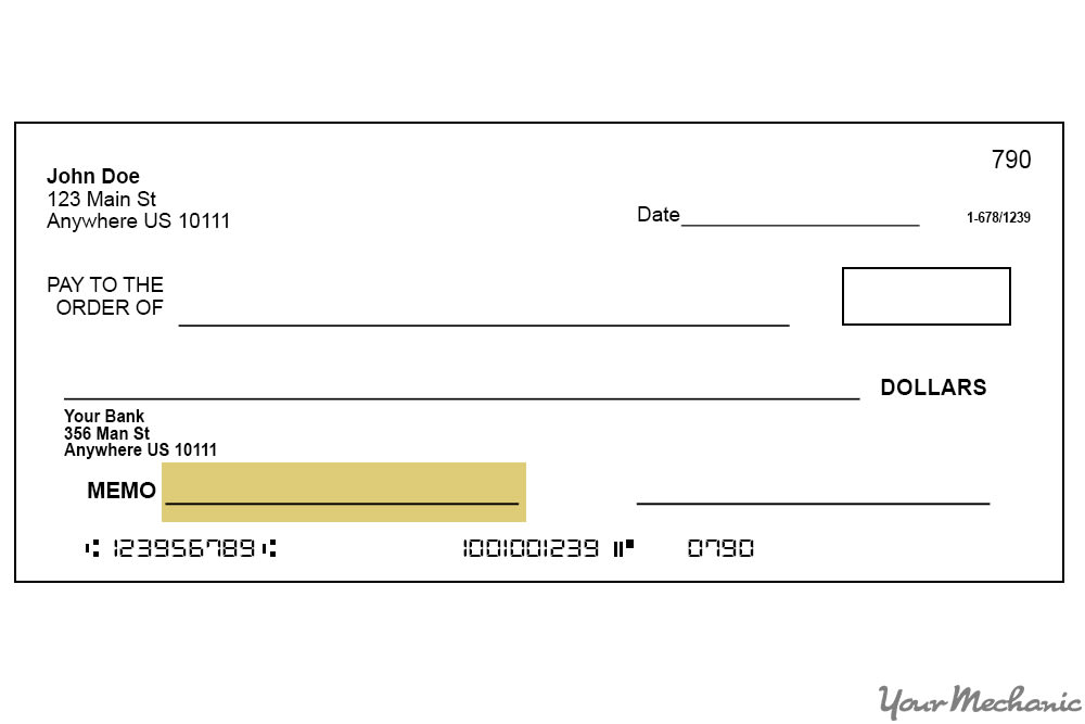 check with memo highlighted