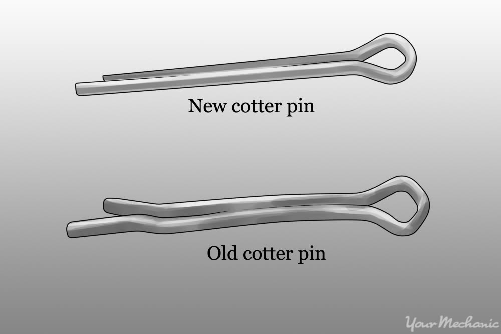 picture of new cotter pin alongside a damage cotter pin for comparison