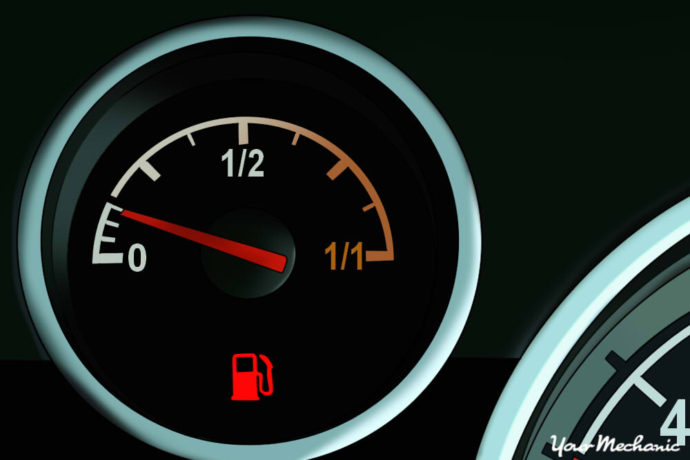 fuel gauge with indicator lights on dash