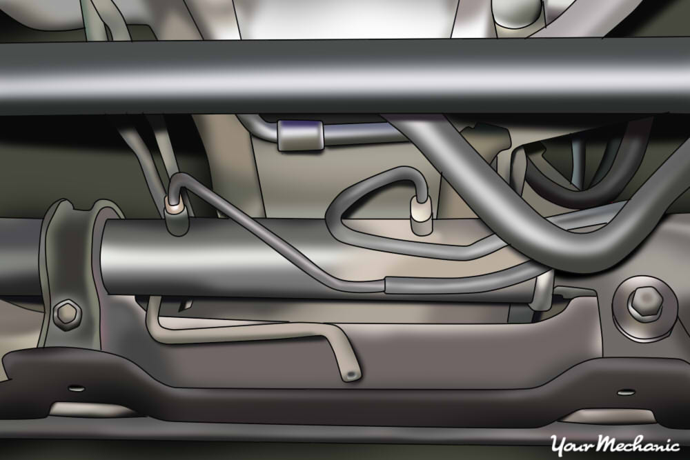 Location of steering rack bolts